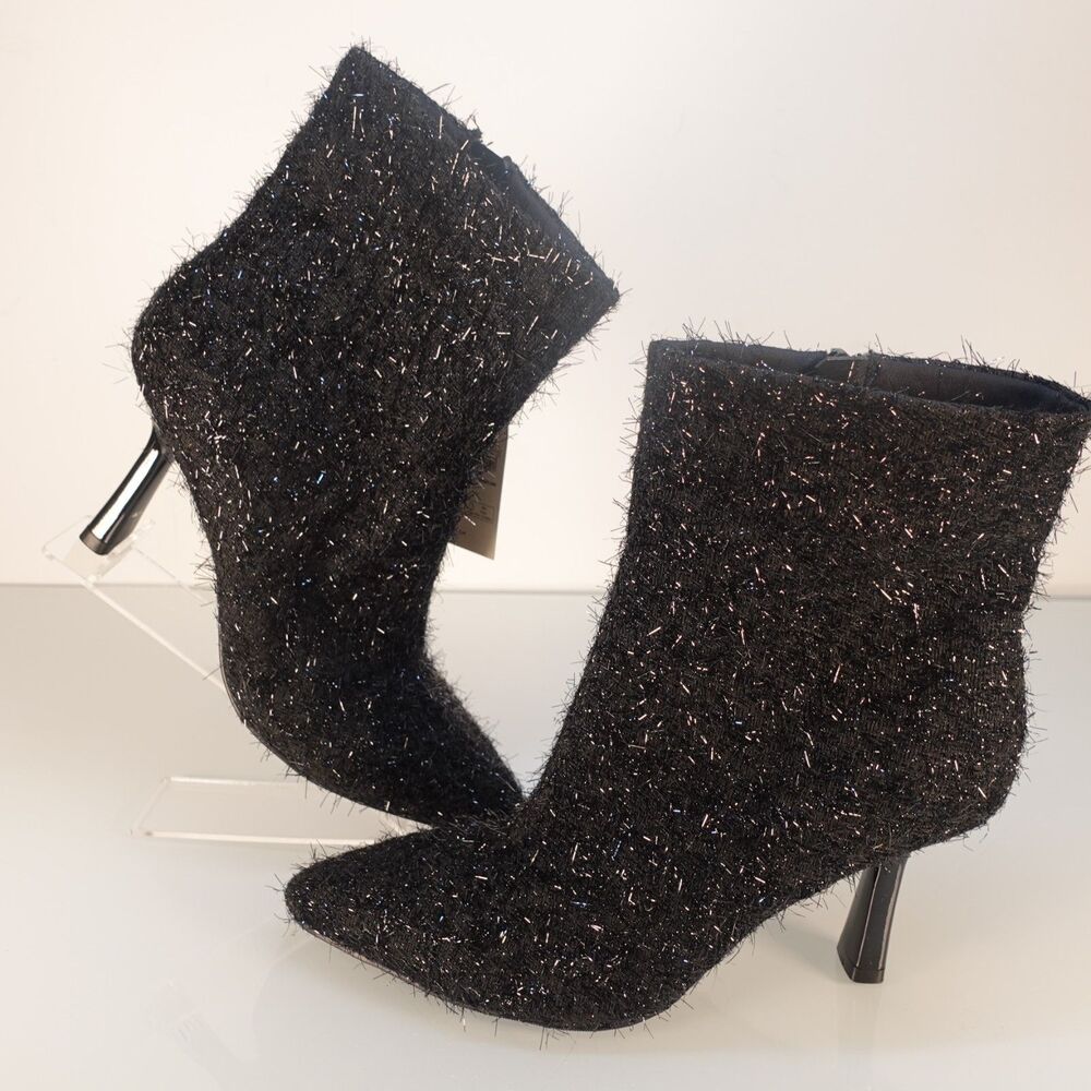 Womens No Boundaries Tinsel Boot Ankle Boots Black Heeled Memory Foam Size 10